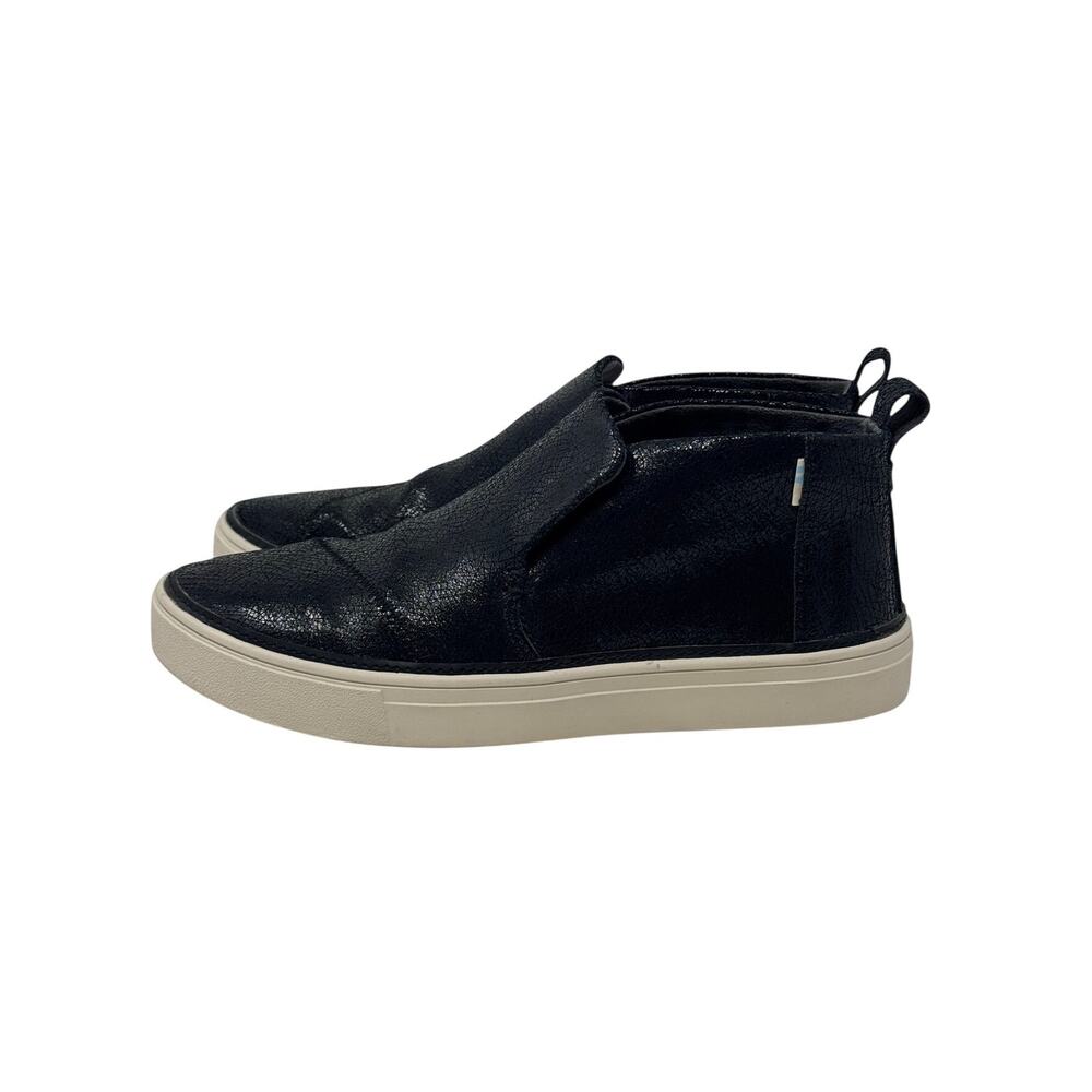 Toms Women's Paxton Black Metallic Suede Slip On Ankle Boot Size 8.5